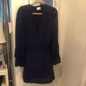 Navy Parker mini dress with bell sleeves